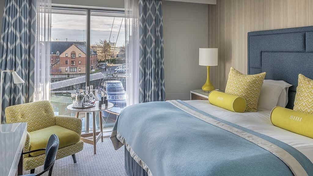Southampton Harbour Hotel & Spa beedroom with water view