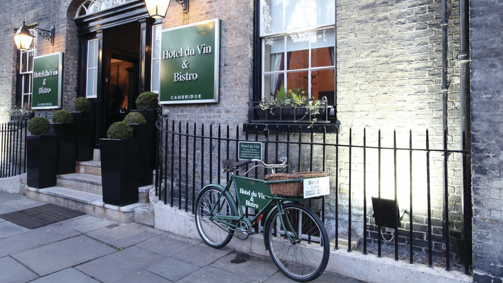 Hotel Du Vin exterior with bike at one of the best luxury hotels in Cambridge