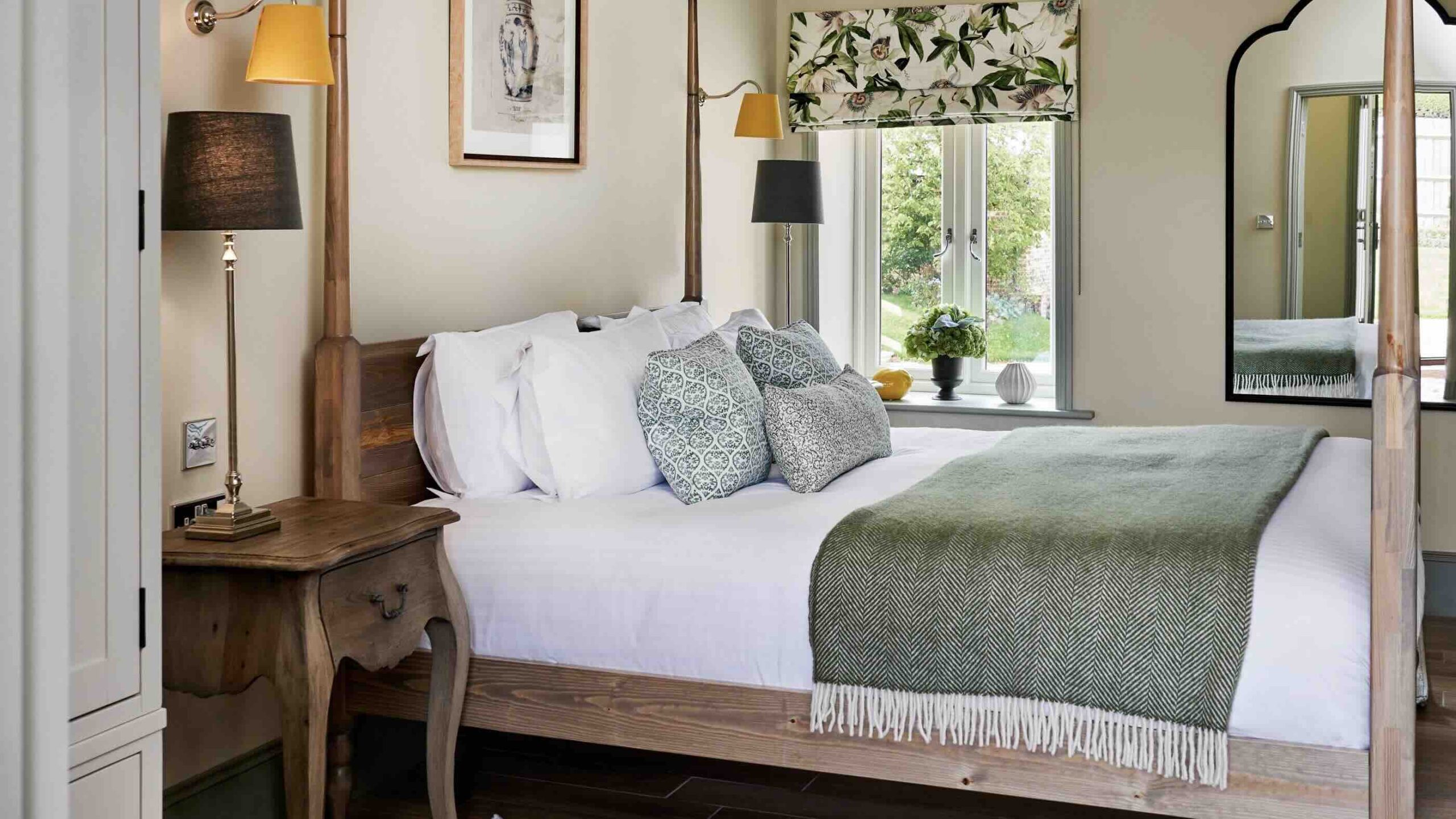 The Montagu Arms Hotel bedroom at one of the best luxury hotels in the New Forest