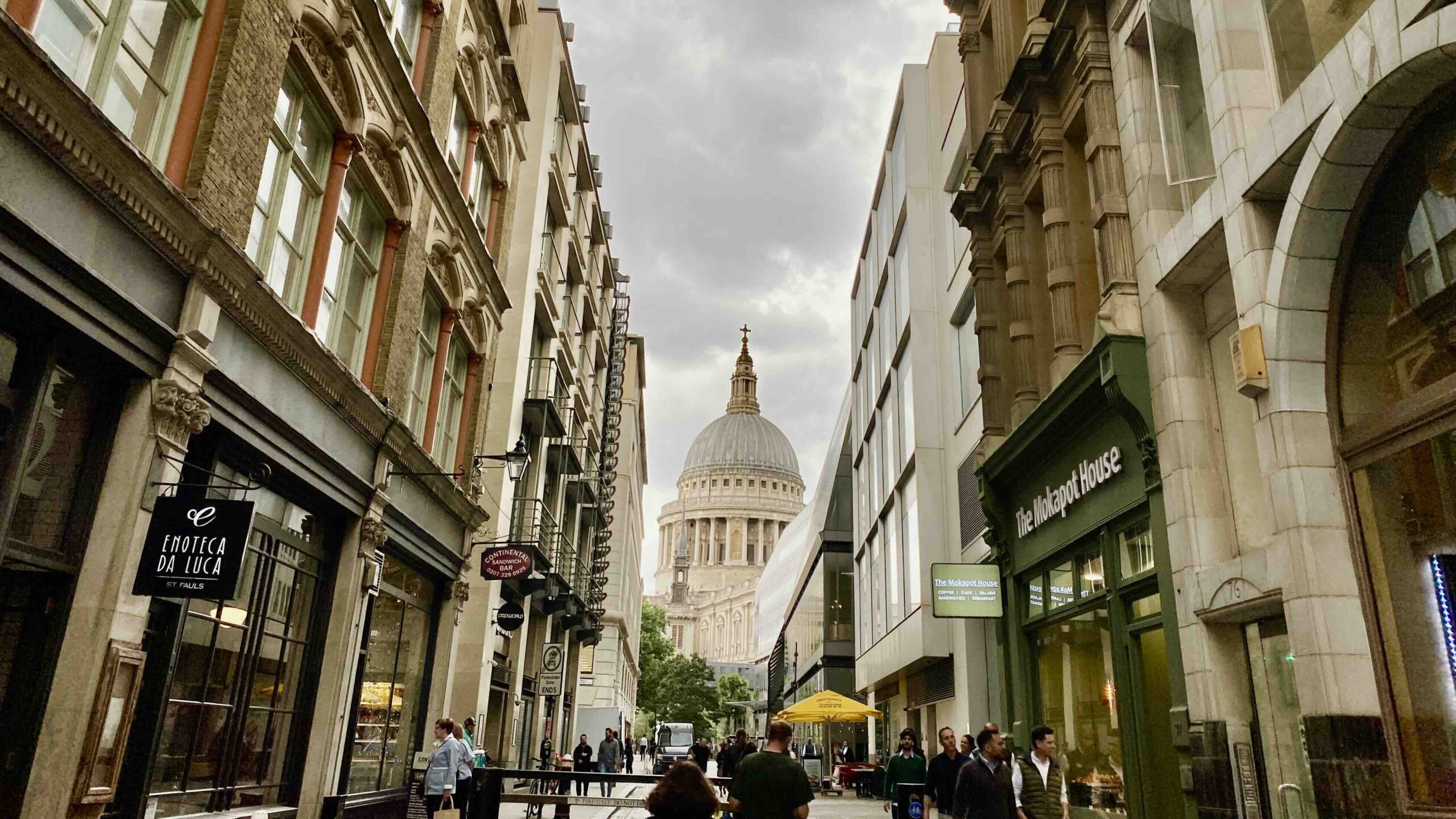 St Pauls Caethdral silhouetted by street by Bryan Dearsley