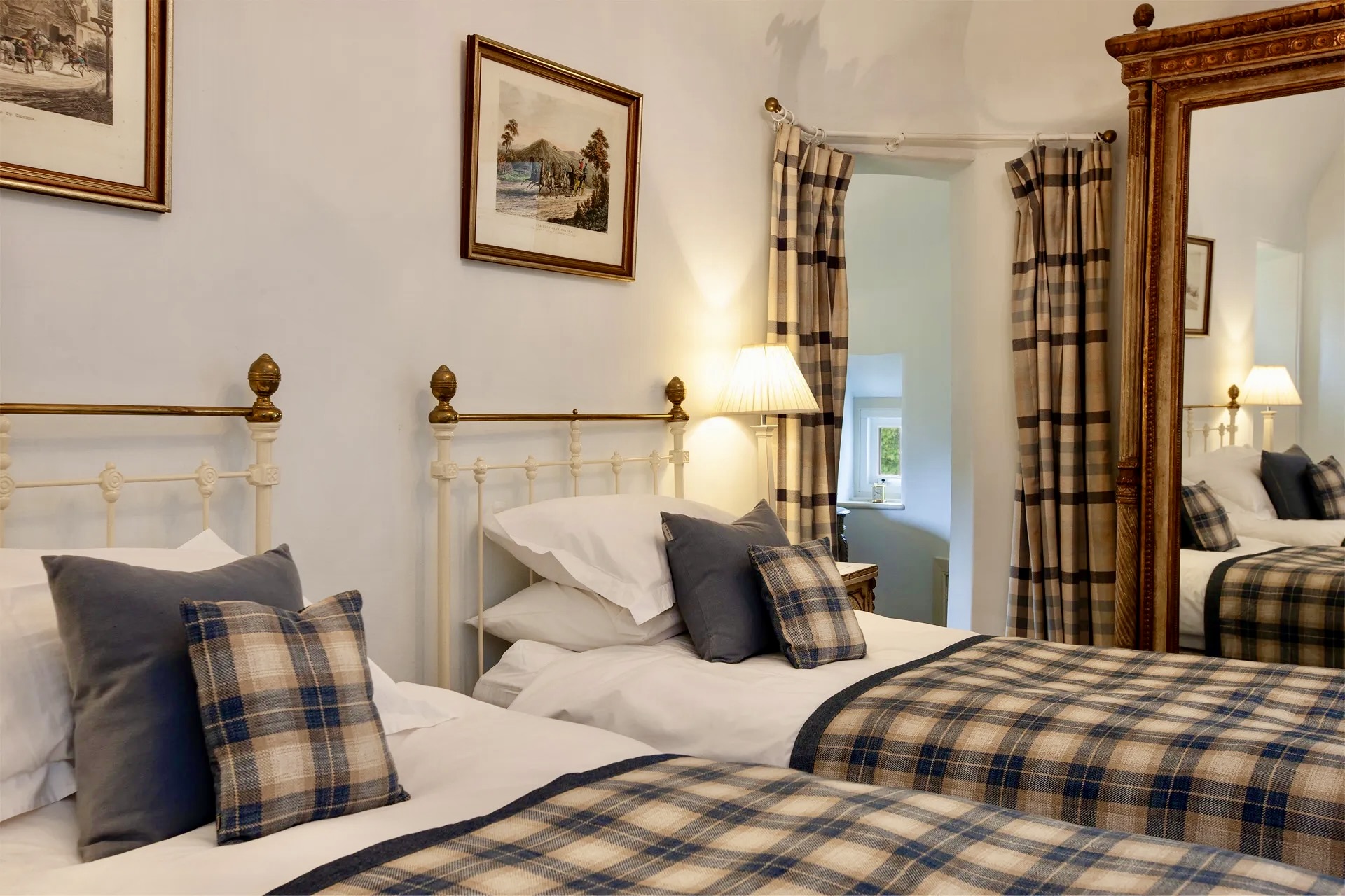 Barcaldine Castle, Oban bedroom with twins at one of the best boutique castles to stay in Scotland