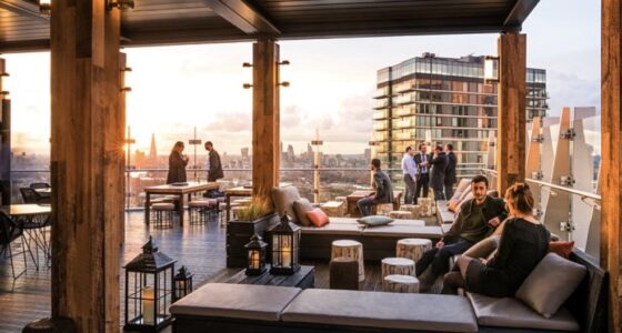 Bokan Rooftop Bar London terrace with view at sunset