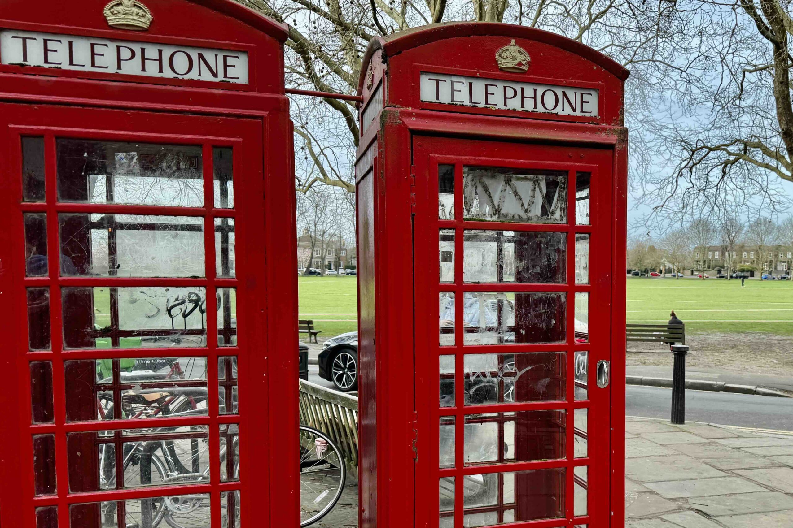 Those famous phone boxes next to Richmond Green photo by Bryan Dearsley