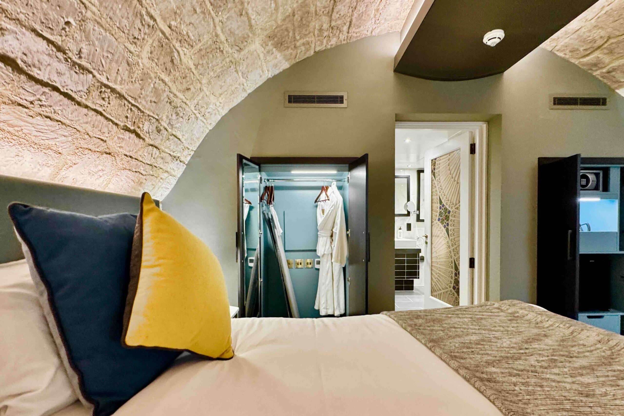 Vault Room 107 with bed and wardrobe space photo by Bryan Dearsley