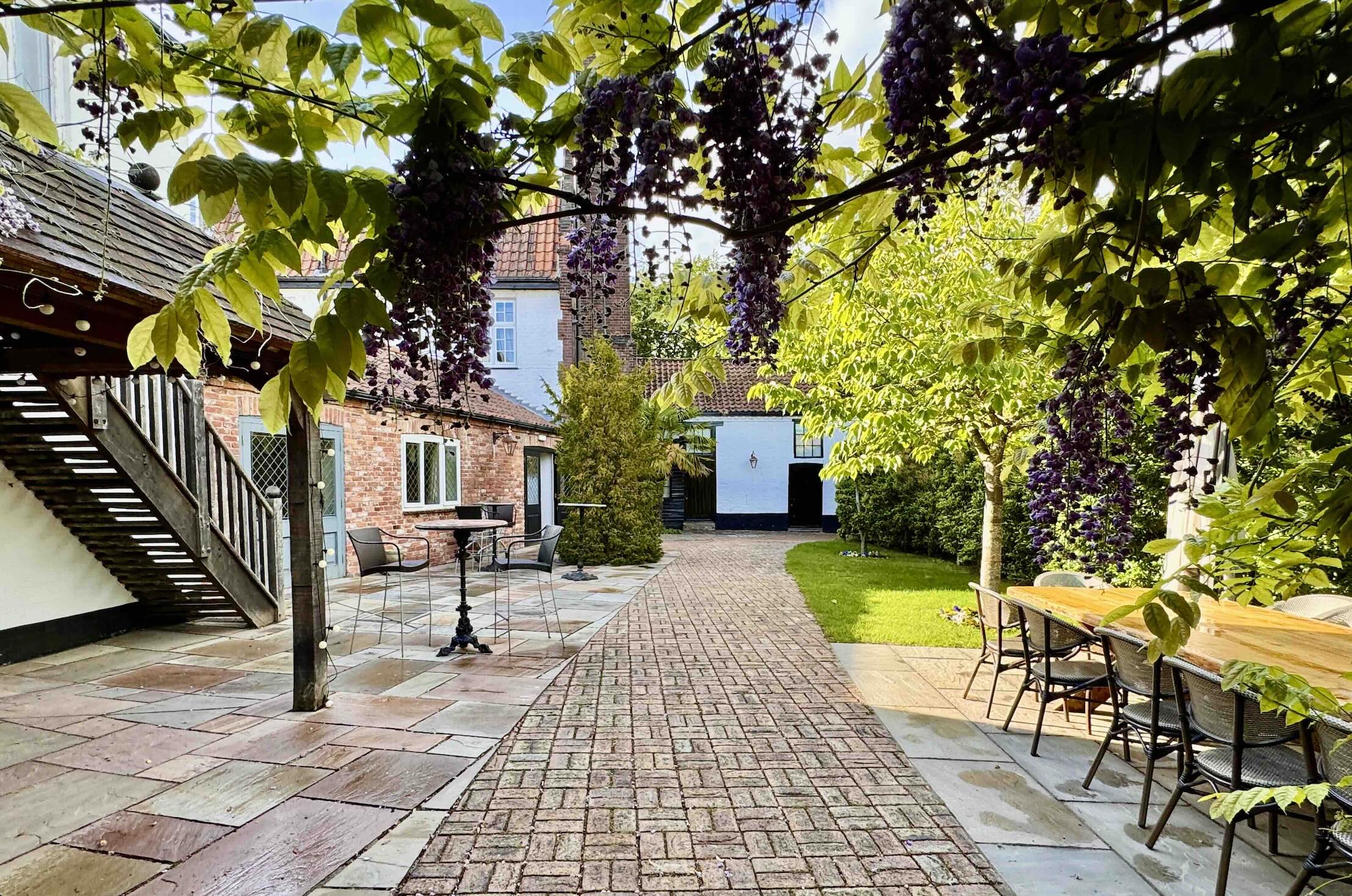 The hotel's courtyard in spring photo by Bryan Dearsley