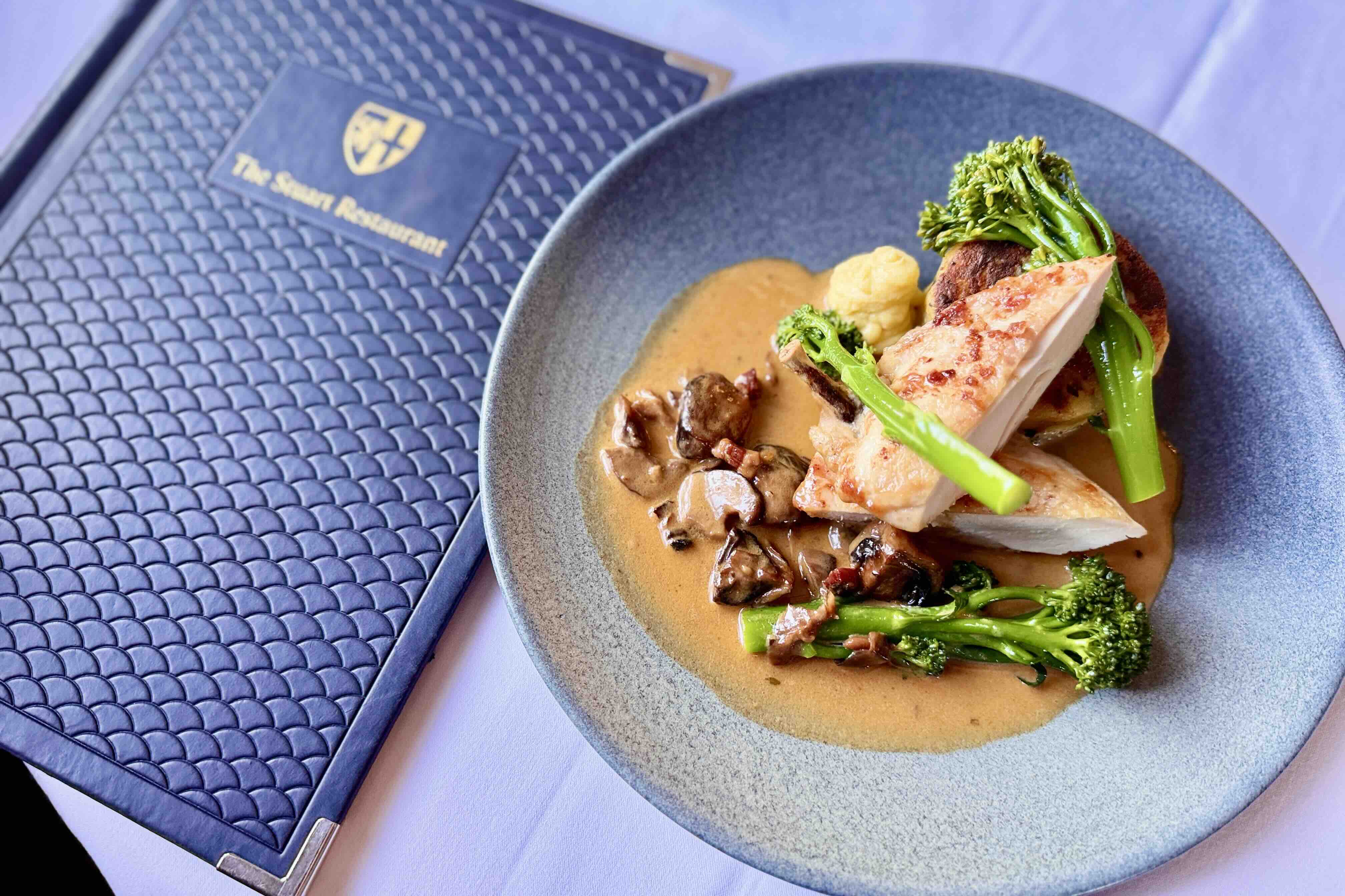 The Stuart Restaurant chicken dish at Billesley Manor Hotel and Spa [hoto Bryan Dearsley